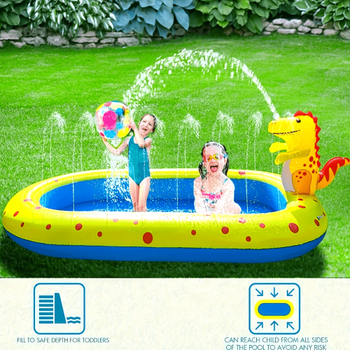Inflatable Dinosaur Sprinkler Pool for Kids 3-in-1