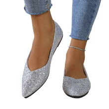 Women's Glitter Ballet Flats with Sequins and Memory Foam
