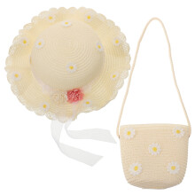 2Pcs Milky White Straw Hat for Girls with Sun Protection for Summer