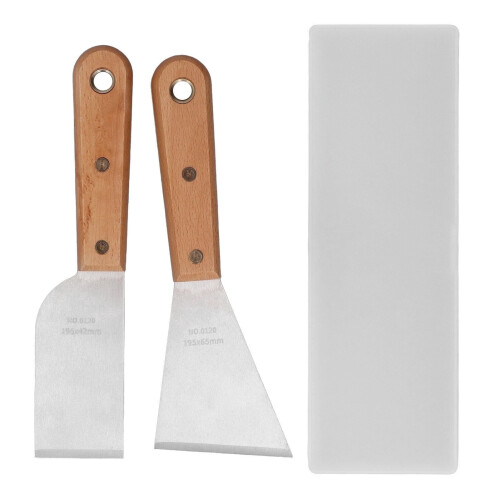 Stainless Steel Putty Scraper Set Wood Handle 2 pcs