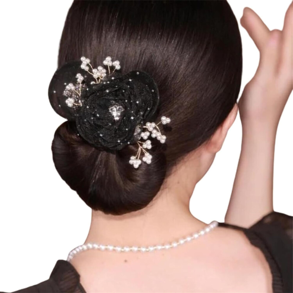 Hand Embroidered Floral Hair Bun Maker and Lazy Curler with Dotted Design (#2)