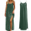 Women's sleeveless backless cami dress green flowy split hem 1