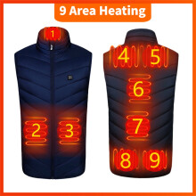 Heated Vest for Men Women, Electric Heated Jacket with 3 Heating Levels, 9 Heating Zones(Battery Pack Not Included)
