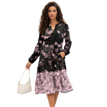 Cherry Blossom Midi Dress for Women – Long Sleeve,
