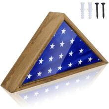 Wall-Mounted/Standing Triangle Flag Box (17.44"x8.9") with Clear Windows – Military/Veterans Burial Flag Shadow Box, DIY Compatible