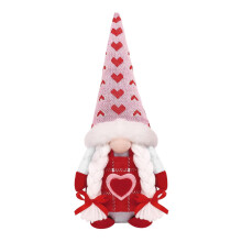 Gnomo de Pelúcia para o Dia dos Namorados – Boneco Anão Sem Rosto com Coração, Lindo Bichinho de Pelúcia Decorativo, 15 x 21 cm