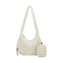Modische, gesteppte Schultertasche für Damen, leichte und geräumige Umhängetasche mit kleinen Reißverschlüssen, Kosmetiktasche