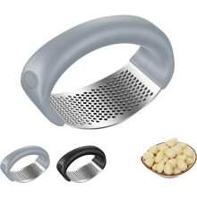 Stainless Steel Garlic Press, 2-in-1 Rocker & Smasher, Easy-Squeeze & Clean – Compatible with All Kitchens