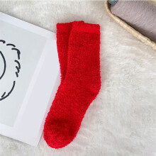 Unisex Coral Fleece Socks, Thick Non-Shedding Warm Winter Socks for Men & Women – Wine, 1 Pair