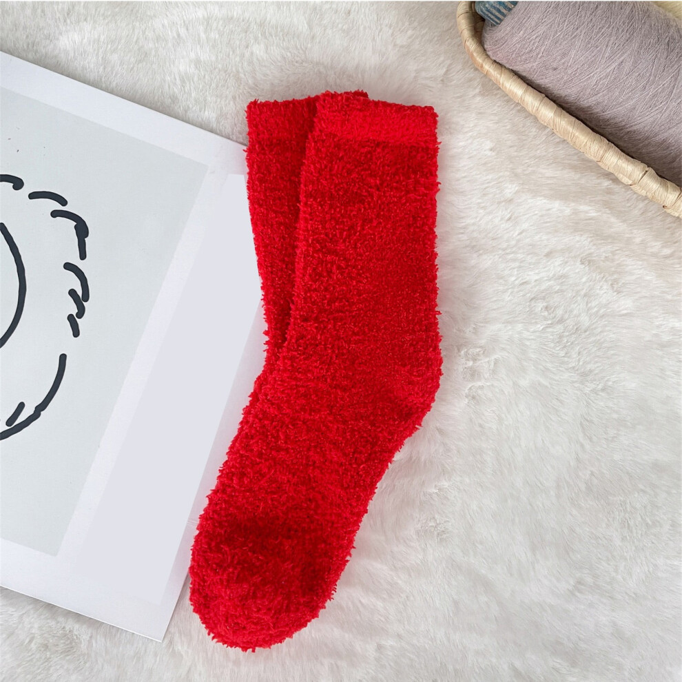 Coral Unisex Fleece Socks, Thick Non-Shedding Warm Winter Socks For Men & Women Â Wine, 1 Pair