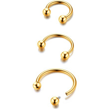 G23 Titanium Horseshoe Septum Rings – 2/3pcs Circular Barbell Spikes for Nose, Conch, Helix, Rook, Lip, Cartilage – Gold/Silver/Black