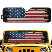 Vintage Amerikaanse vlag zonnescherm voor de voorruit, compatibel met Jeep Wrangler TJ/JK/JL & Gladiator JT – UV-werende zonneklepbeschermer, 1 stuk