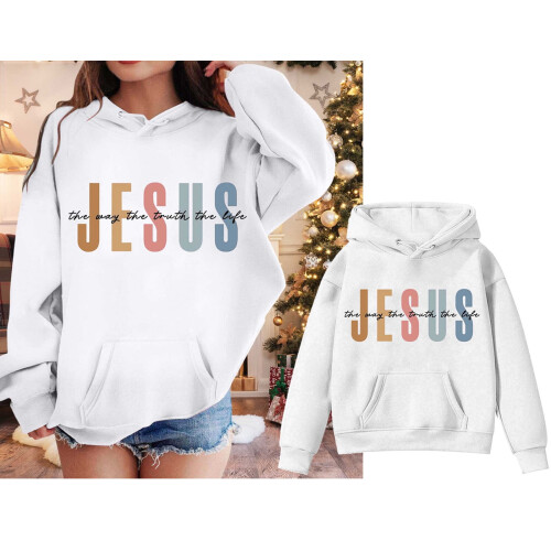 Παιδικό Φούτερ με Κουκούλα με Στάμπα "Jesus Loves You", Μακρυμάνικο Πουλόβερ – Άνετη,