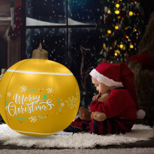 Inflatable Yellow Christmas Balls, Outdoor/Indoor Tree Ornaments, Party Decor – Compatible with All Standard Trees