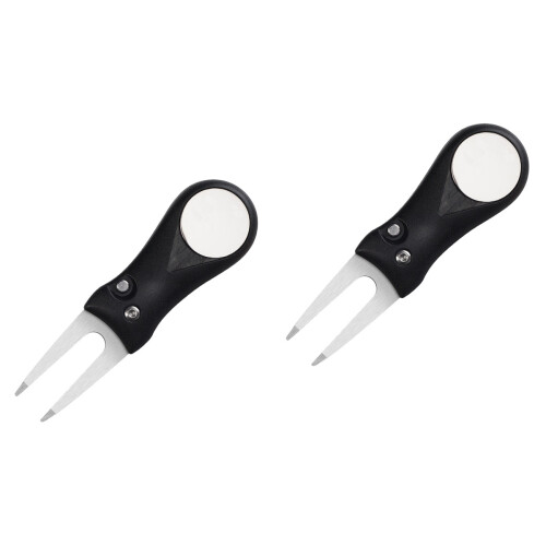 2Pcs Portable Folding Fork Divot Tool with Ball Marker for Golf 2