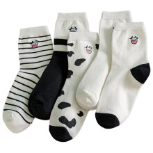 5 Pairs Socks for Girls Cows Cotton Breathable Design for Winter