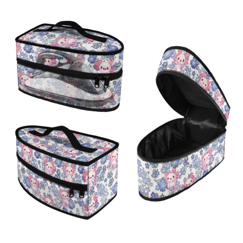 Axolotl Flower Garden Polyester Steamer Storage Bag