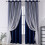 Navy Blue Double-Layer Curtains with Lace Star Design 1