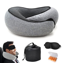 Nuovo cuscino da viaggio in memory foam per il collo, ideale per aerei, uffici e auto (modello 2024): morbido, rosa, compatibile con tutti i sedili.