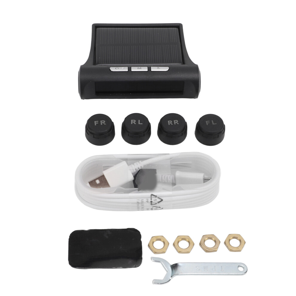 External Sensors Tpms Tire Pressure Monitor System Wireless Tpms System With Alarm Modes Solar Charger Tire Pressure Monitoring System Lcd Real-Time 9448483179126