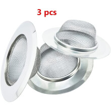 Paquete de 3 coladores de malla de acero inoxidable, colador de fregadero de acero inoxidable para fregaderos de cocina, protectores de desagüe,