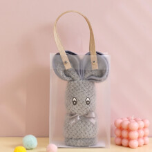 Serviette en forme de lapin avec sac cadeau, douce et polaire corail - Idéale comme souvenir de mariage, remise de diplôme, Saint-Valentin ou