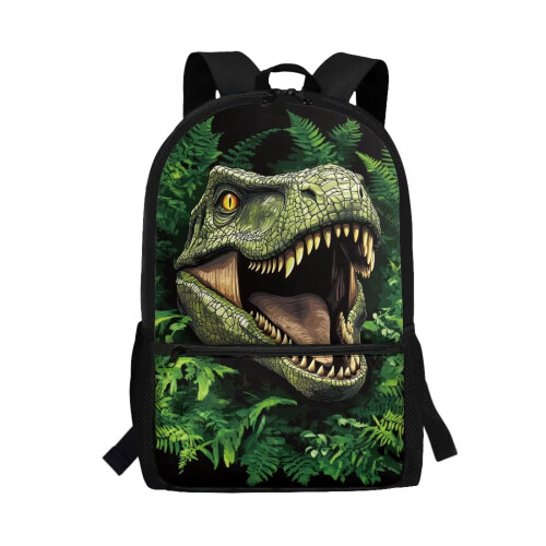 Forest Dinosaur Kids Backpack, 17" Lightweight School Bag for Preschool–Elementary, Compatible with School Needs