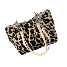 Trendige Plüsch-Schultertasche im Leoparden-Design mit viel Stauraum, bequeme Tragetasche für Damen und Büroangestellte