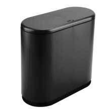 Stylish Trash Disposal, Modern Slim Design Waste Basket for Mini Spaces, ABS & PP Material in Black for Easy Maintenance