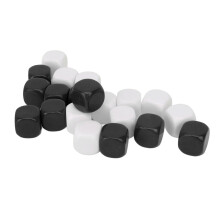 20 pezzi di dadi in plastica con angoli arrotondati da 16 mm, bianco e nero, fai da te