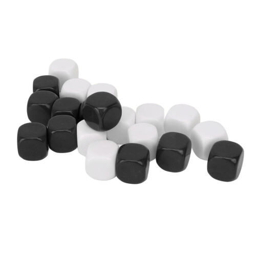 20 Pcs DIY Plastic Dice Rounded Corners 16x16mm Black & White