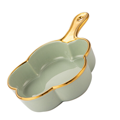 2Pcs Ceramic Salad Bowls Olive Green Flower Shape for Serving 2