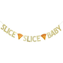 Guirnalda "Slice Slice Baby", Letrero para fiesta temática de pizza, Guirnalda para baby shower, Decoraciones para fiestas de cumpleaños infantiles