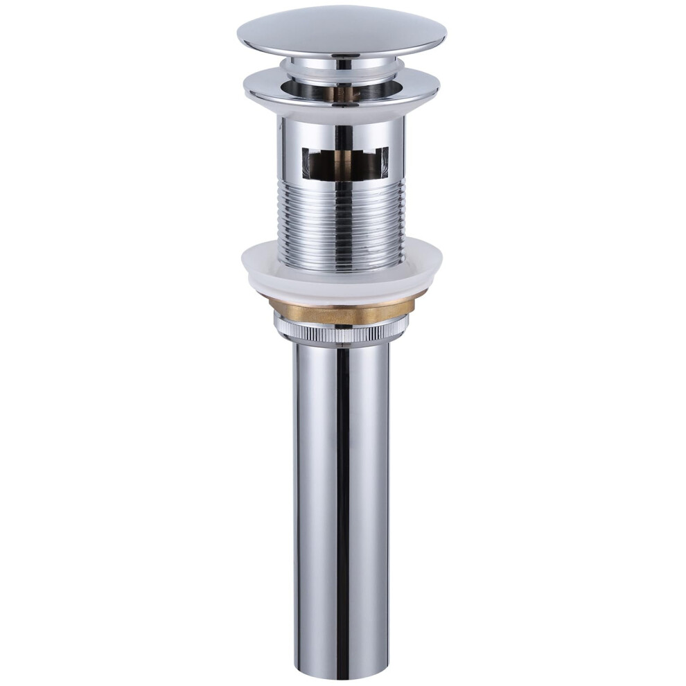 Vanity Vessel Sink Drain, Angle Simple Brass Pop Up Drain Stopper With Overflow Bathroom Sink Drain Stopper Lavatory Drain Assembly, Gold 9405492418400