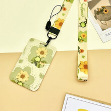 Cute Sunflower ID Badge Holder with Detachable Lanyard, ID Holder ID Clip Name Badge Keychain, Nurse Teacher Offfice Gifts