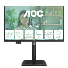 Ecran d'affichage - moniteur Aoc 24P4CV 23,8 pouces IPS FHD 120 Hz 4 ms HDMI DP USB C PD96W HUB Haut-parleurs USB HAS 150 mm