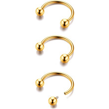 G23 Titanium Horseshoe Septum Rings – 2/3pcs Circular Barbell Spikes for Nose, Conch, Helix, Rook, Lip, Cartilage – Gold/Silver/Black