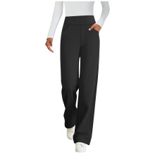 Women's Black Palazzo Trousers High Waist Wide Leg with