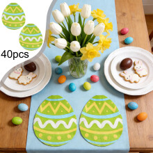 Easter 40-Pack 13x13in Green Disposable Napkins with Egg Patterns – Soft, Absorbent, for Holiday, Restaurant & Spring Celebrations