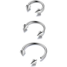 G23 Titanium Horseshoe Septum Rings – 2/3pcs Circular Barbell Spikes for Nose, Conch, Helix, Rook, Lip, Cartilage – Gold/Silver/Black