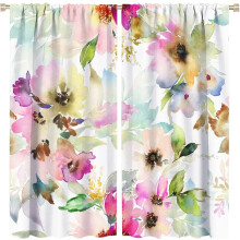 Watercolor Flower Curtains Abstract Floral Print Blackout