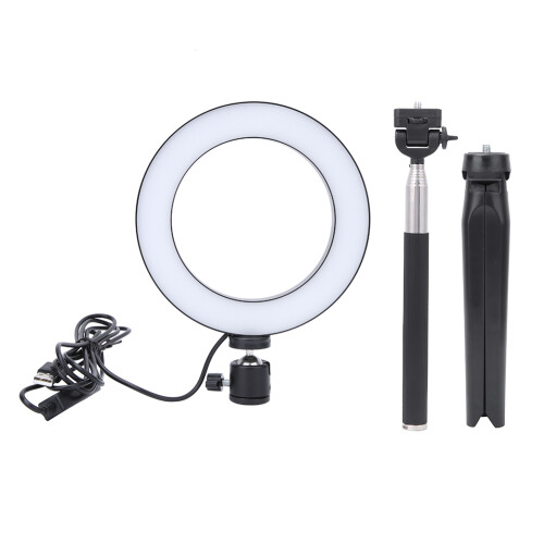Live Streaming Ring Light with10Brightness Level USB Powered Shadow Free Illumination3Light Modes Foldable Desktop Tripod Included for YouTube