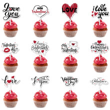12Pcs Valentine's Day Cake Inserts Wedding Cake Decoration Party Cake Flags Propose Wedding Dessert Topper Letter Decor Wedding Cake Picks