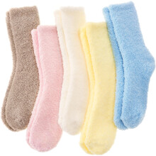 ANTSANG Fuzzy Socks for Women Men Slipper Fluffy Cozy Warm Winter Thick Plush Crew Socks 5 Pairs(Plain I,M)
