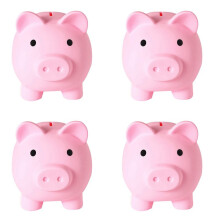 4X GroßEs Sparschwein, Unzerbrechliche Plastik Sparen Dose, Spardose für MäDchen und Jungen, Praktische Geschenke für Geburtstag (Rosa)
