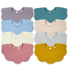 Baberos de muselina de 4 capas superabsorbentes, paquete de 8 unidades, para bebés y niños pequeños, para la dentición y el babeo – Compatibles