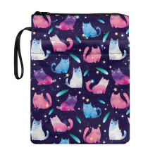 Bunte Buchhülle mit Katzenmuster, Buchorganizer, Tragetasche aus Polyestergewebe mit Henkel und Buchschutz für den Transport von Büchern