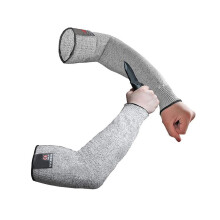 Level 5 HPPE Cut-Resistant Sleeves for Chainsaw Work Protection, Lightweight Breathable Arm Guards 20cm Silver B