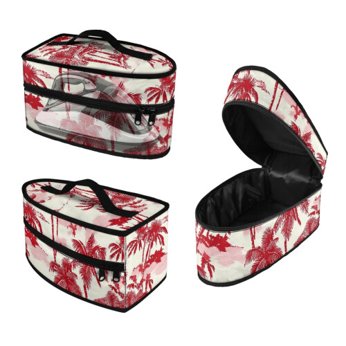 Steam Iron Storage Case Red Palm Tree Print Portable