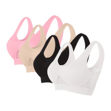 Ensemble de 4 soutiens-gorge de sport avec coussinets intégrés pour femmes, séchage rapide, hauts de sport pour femmes (Multicolore - 11)